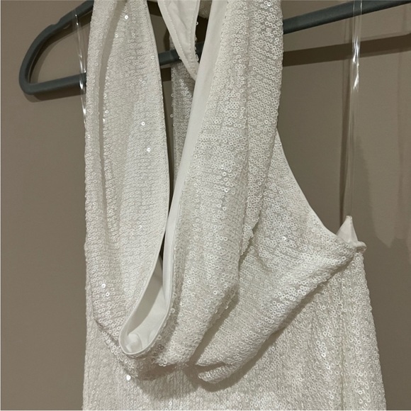 NWT showpo. JULIEN JUMPSUIT - BACKLESS WIDE LEG COWL NECK SEQUIN JUMPSUIT - Picture 4 of 7